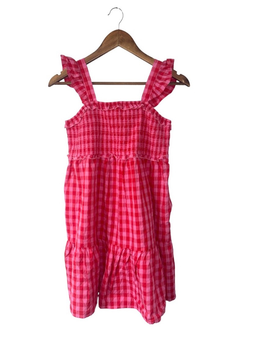 Cat & Jack Girls Pink Plaid Dress Cotton Casual Summer Maxi Size Girls XL 14